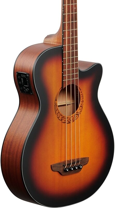 Luna Tribal 34-Inch Scale Acoustic-Electric Bass, Tobacco Sunburst, Full Left Front