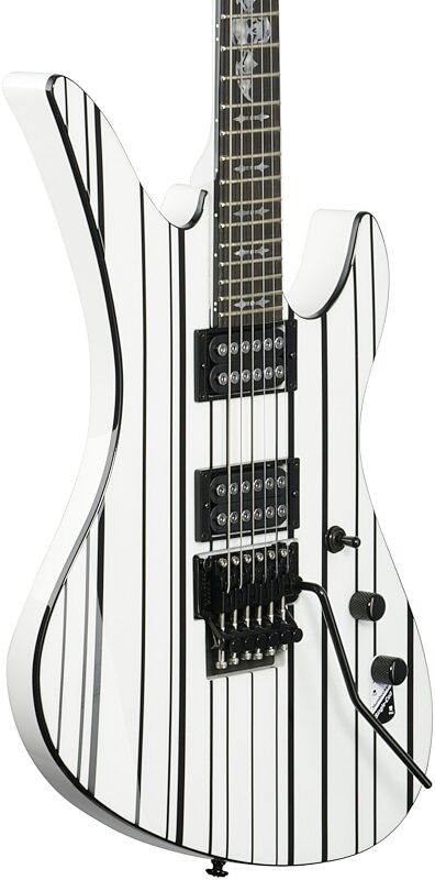 Schecter Synyster Gates Standard Electric Guitar, White and Black Pinstripe, Full Left Front