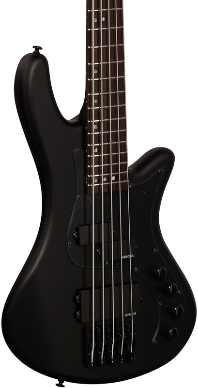 Schecter Stiletto Stealth-5 Electric Bass, 5-String, Satin Black, Full Left Front