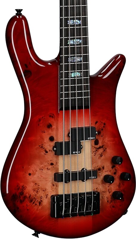 Spector Euro 5 Custom Electric Bass (with Gig Bag), 5-String, Natural Red Burst Gloss, Full Left Front