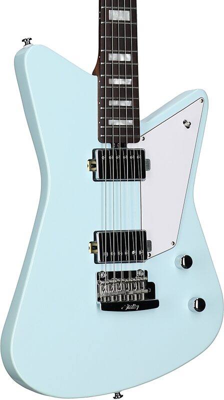 Sterling by Music Man Mariposa Electric Guitar, Daphne Blue, Full Left Front