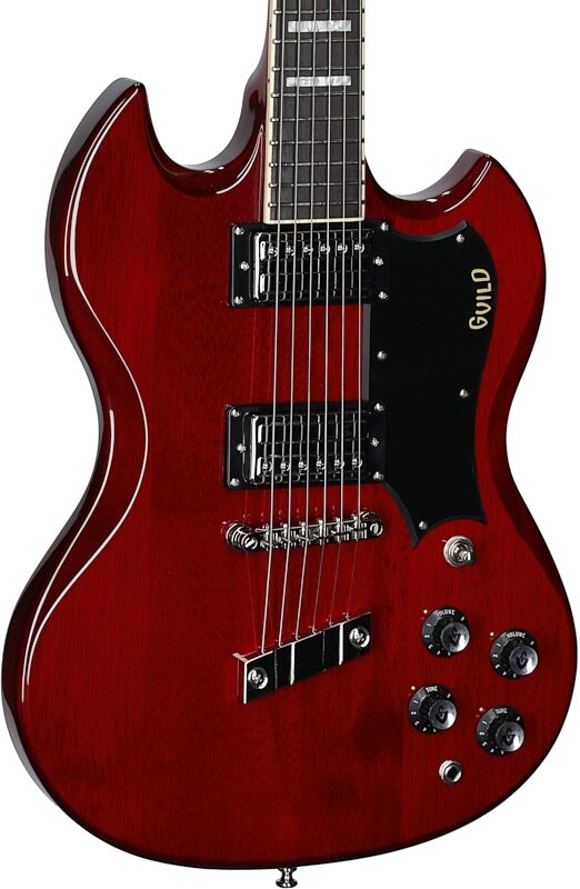 Guild Polara Deluxe Electric Guitar, Cherry Red, Full Left Front