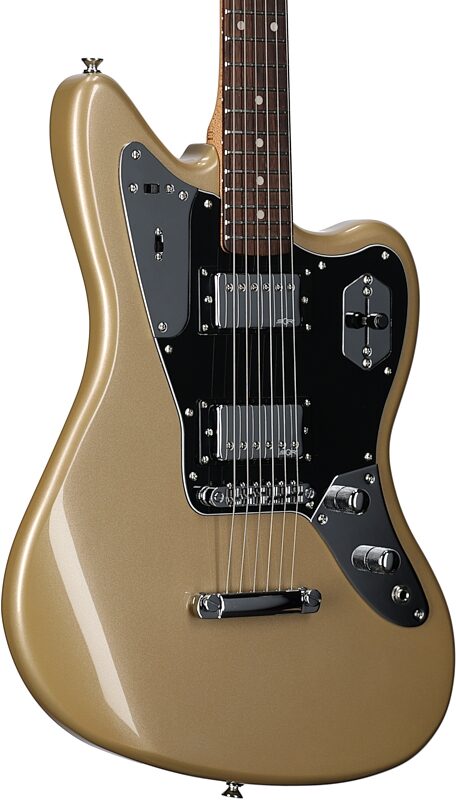Squier Contemporary Jaguar HH ST Electric Guitar, Shoreline Gold, Full Left Front