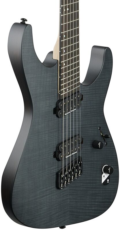ESP LTD M-1000 Multi-Scale Electric Guitar, See-Thru Black Satin, Full Left Front