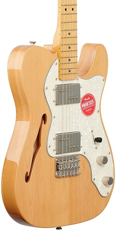Squier Classic Vibe '70s Telecaster Thinline Electric Guitar, Maple Fingerboard, Natural, Full Left Front