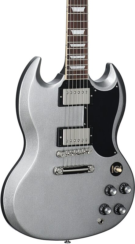 Gibson SG Standard '61 Custom Color Electric Guitar (with Case), Silver Metallic, Scratch and Dent, Full Left Front
