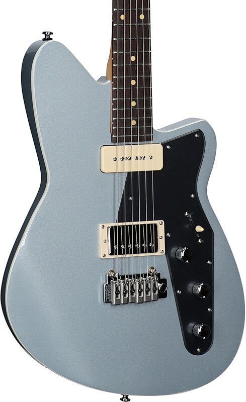 Reverend Double Agent W Electric Guitar, Metallic Silver Freeze, Rosewood Fretboard, Full Left Front