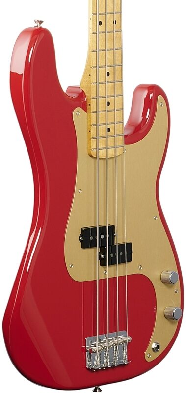 Fender Vintera '50s Precision Electric Bass, Maple Fingerboard (with Gig Bag), Dakota Red, Full Left Front