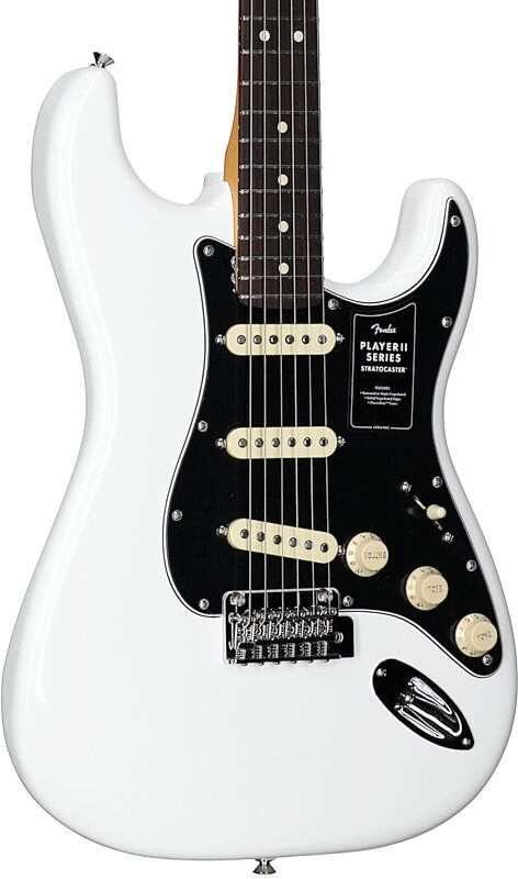 Fender Player II Stratocaster Electric Guitar, with Rosewood Fingerboard, Polar White, Full Left Front
