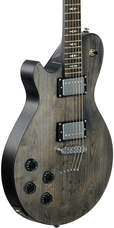 Michael Kelly Patriot Decree Open Pore Electric Guitar, Faded Black, Left Handed, Full Left Front