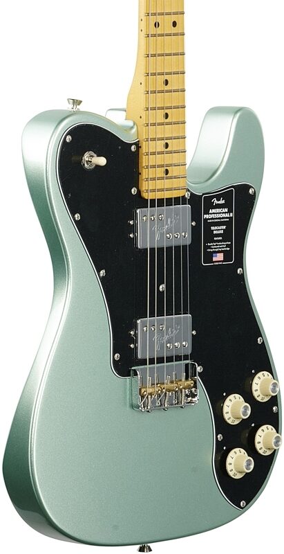 Fender American Pro II Telecaster Deluxe Electric Guitar, Maple Fingerboard (with Case), Mystic Surf Green, Full Left Front