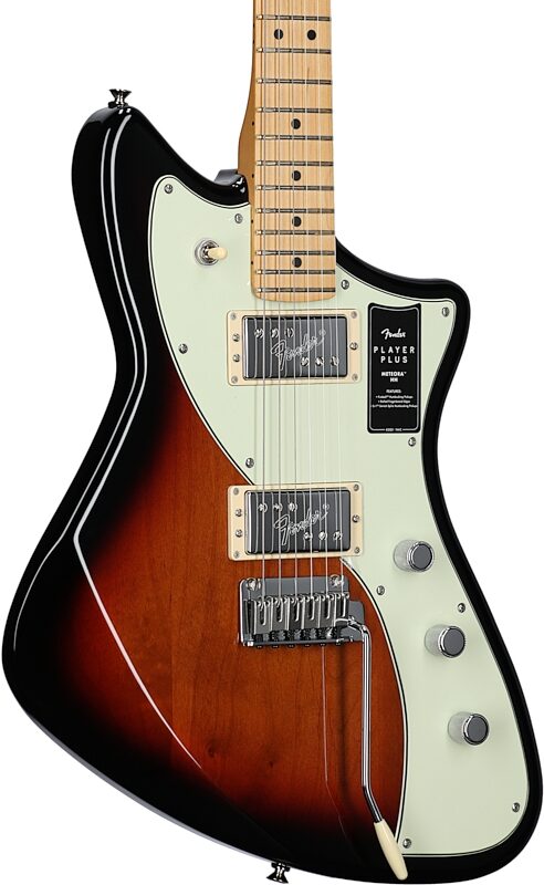 Fender Player Plus Meteora Electric Guitar (with Gig Bag), 3-Color Sunburst, Maple Fretboard, Full Left Front