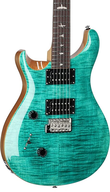 PRS Paul Reed Smith SE Custom 24 Electric Guitar, Left-Handed (with Gig Bag), Turquoise, Full Left Front