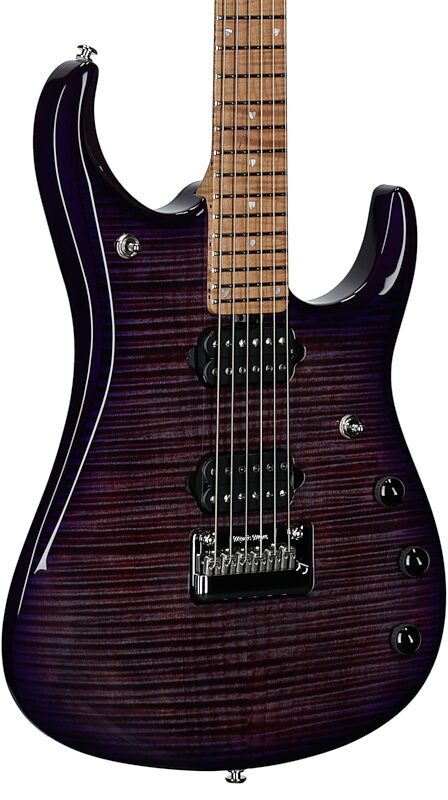 Ernie Ball Music Man John Petrucci JP15 Electric Guitar (with Gig Bag), Purple Nebula Flame, Full Left Front