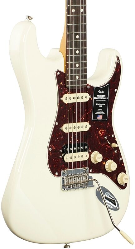 Fender American Pro II HSS Stratocaster Electric Guitar, Rosewood Fingerboard (with Case), Olympic White, Full Left Front