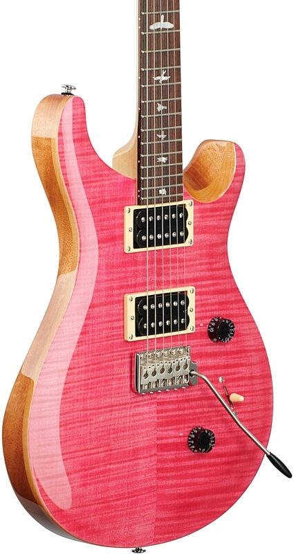 PRS Paul Reed Smith SE Custom 24 Electric Guitar (with Gig Bag), Bonnie Pink, Full Left Front