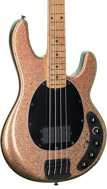 Ernie Ball Music Man DarkRay Electric Bass (with Mono Soft Case), Gold Bar, Full Left Front
