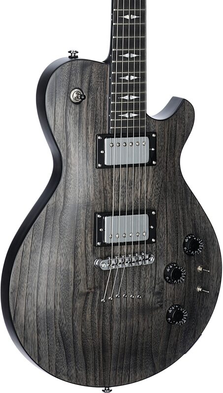 Michael Kelly Patriot Decree SB Slim Body Open Pore Electric Guitar, Transparent Black, Full Left Front