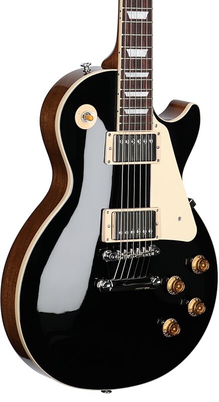 Gibson Les Paul Standard 50s Custom Color Electric Guitar, Plain Top (with Case), Ebony, Full Left Front