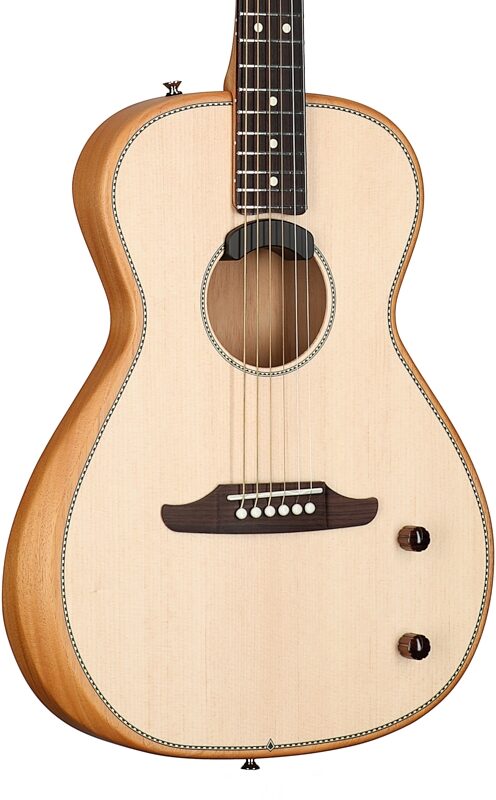 Fender Highway Parlor Thinline Acoustic-Electric Guitar (with Gig Bag), Natural, Full Left Front