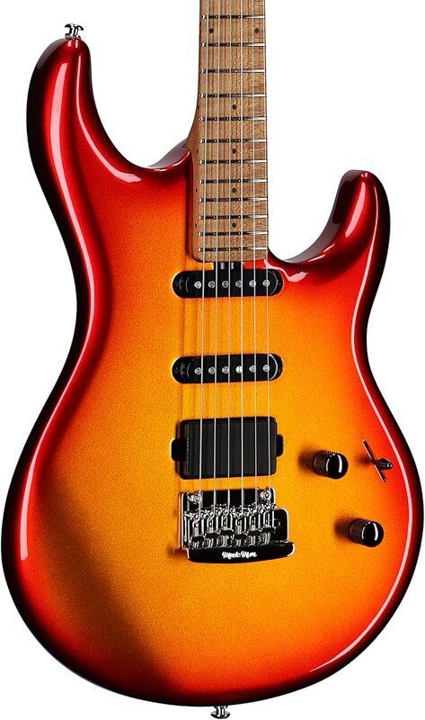 Ernie Ball Music Man Luke 4 HSS Electric Guitar, Fireball, Full Left Front