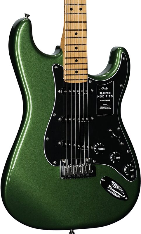 Fender Player II Modified Stratocaster Electric Guitar, Maple Fingerboard (with Gig Bag), Harvest Green, Full Left Front