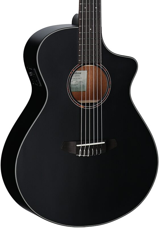 Breedlove Discovery S Concert CE Classical Acoustic Guitar, Satin Black, Full Left Front