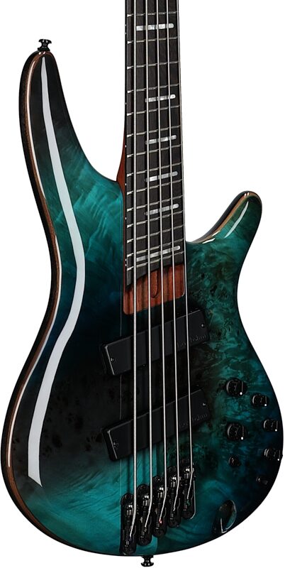 Ibanez SRMS805 Bass Workshop Multi-Scale Electric Bass, 5-String, Tropical Seafloor, Blemished, Full Left Front