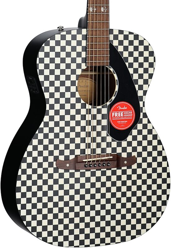 Fender Tim Armstrong Hellcat Acoustic-Electric Guitar, Checkerboard, Full Left Front