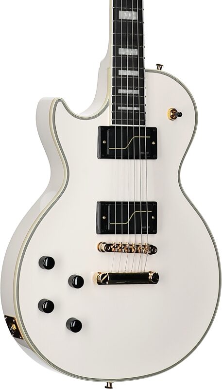 Epiphone Matt Heafy Les Paul Custom Origins Electric Guitar, Left-Handed (with Case), Bone White, Full Left Front