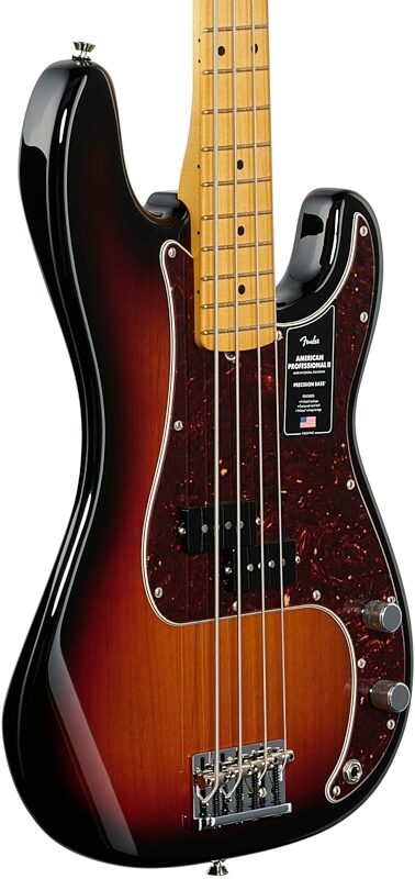 Fender American Pro II Precision Electric Bass, Maple Fingerboard (with Case), 3-Color Sunburst, Full Left Front