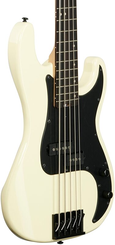 Schecter P-5 Bass Guitar, 5-String, Ivory, Full Left Front