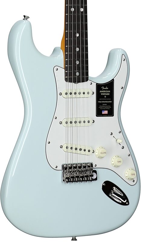 Fender American Vintage II 1965 Stratocaster Electric Guitar, Rosewood (with Case), Sonic Blue, Full Left Front