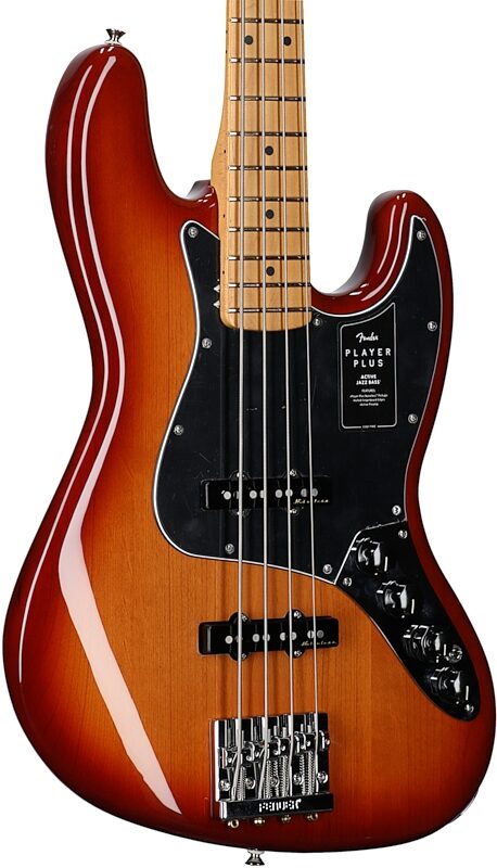 Fender Player Plus Jazz Electric Bass, Maple Fingerboard (with Gig Bag), Sienna Sunburst, Full Left Front