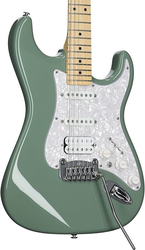 G&L Fullerton Deluxe Legacy HSS Electric Guitar (with Gig Bag), Matcha Tea, Full Left Front
