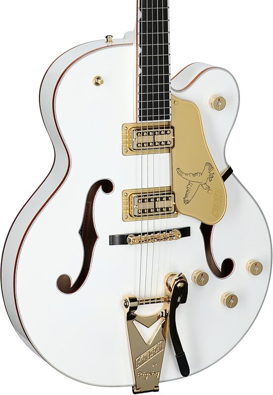Gretsch Pro Series Falcon Electric Guitar (with Case), White, Full Left Front