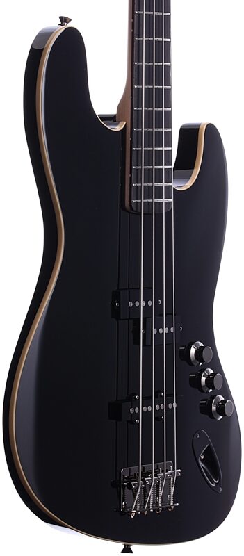 Fender Aerodyne Jazz Electric Bass, Black, Full Left Front