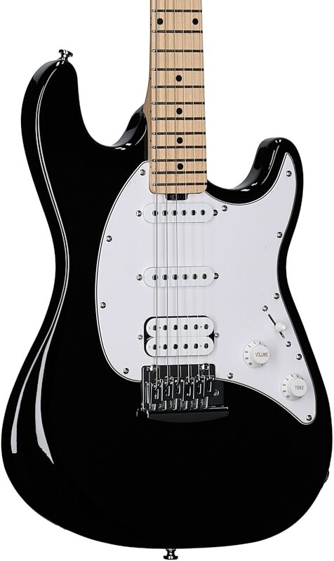 Sterling Intro Series Cutlass HSS Electric Guitar, Black, Full Left Front