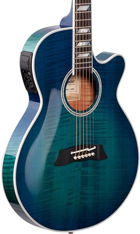 Takamine TSP178AC Thinline Acoustic-Electric Guitar (with Gig Bag), Blue Burst, Full Left Front
