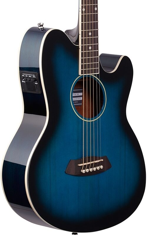 Ibanez TCY10E Talman Cutaway Acoustic-Electric Guitar, Transparent Blue Sunburst, Full Left Front