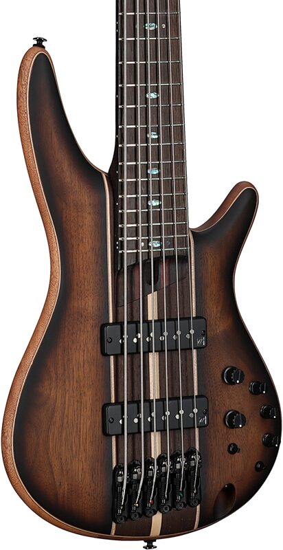 Ibanez SR1356B Premium Electric Bass, 6-String (with Gig Bag), Dual Mocha Burst Flame, Full Left Front