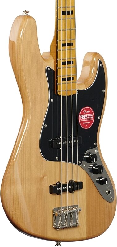 Squier Classic Vibe '70s Jazz Electric Bass, with Maple Fingerboard, Natural, Full Left Front