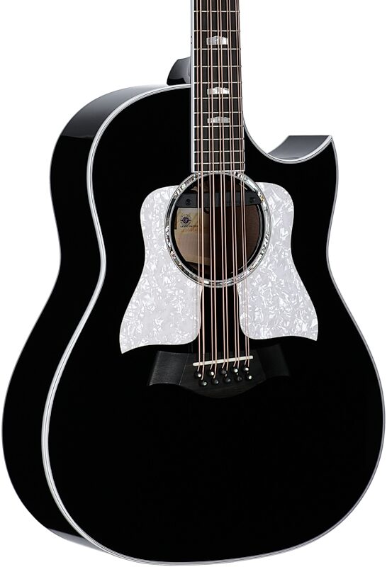 Taylor 657ce Bajo Quinto Grand Pacific Acoustic-Electric Guitar, 10-String (with Case), Black, Full Left Front