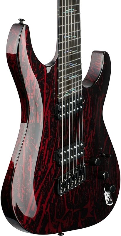 Schecter C-7 MS Silver Mountain Electric Guitar, 7-String, Blood Mountain, Full Left Front