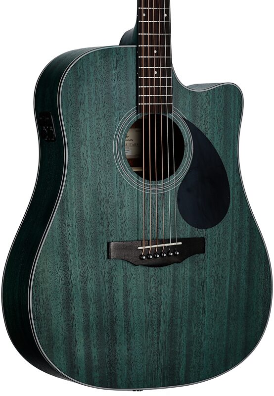 Kepma K3 Series D3-130 Acoustic-Electric Guitar, Trans Blue Matte, with AcoustiFex K-10 Pickup, Full Left Front