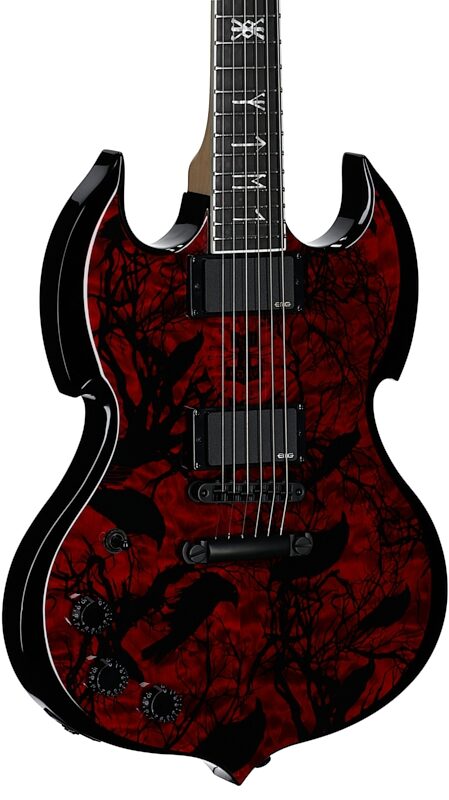 Wylde Audio Barbarian Electric Guitar, Left-Handed, Blood Raven, Full Left Front