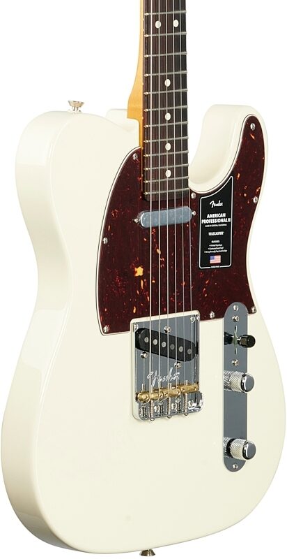 Fender American Pro II Telecaster Electric Guitar, Rosewood Fingerboard (with Case), Olympic White, Full Left Front