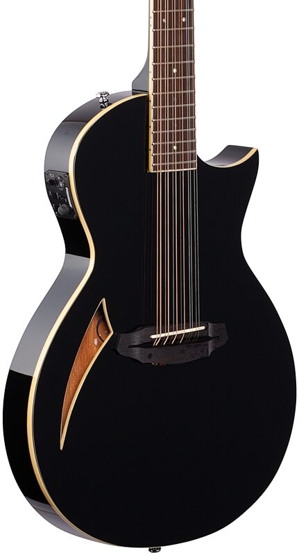 ESP LTD TL-12 Thinline Acoustic-Electric Guitar, 12-String, Black, Full Left Front