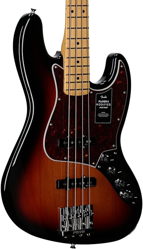 Fender Player II Modified Active Jazz Electric Bass, Maple Fingerboard (with Gig Bag), 3-Color Sunburst, Full Left Front