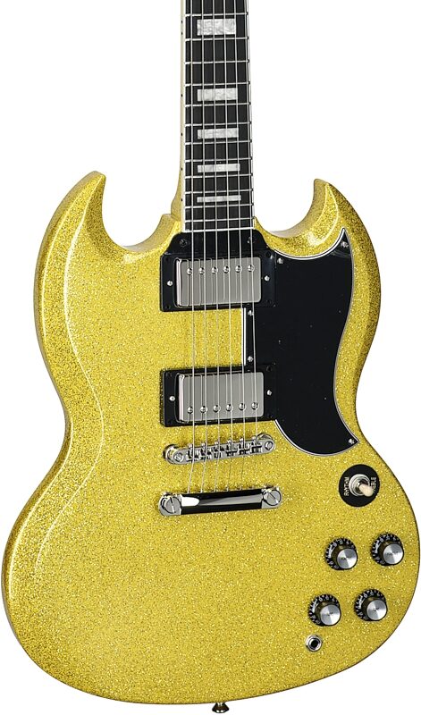 Epiphone Exclusive SG Custom Electric Guitar, Gold Sparkle, Full Left Front